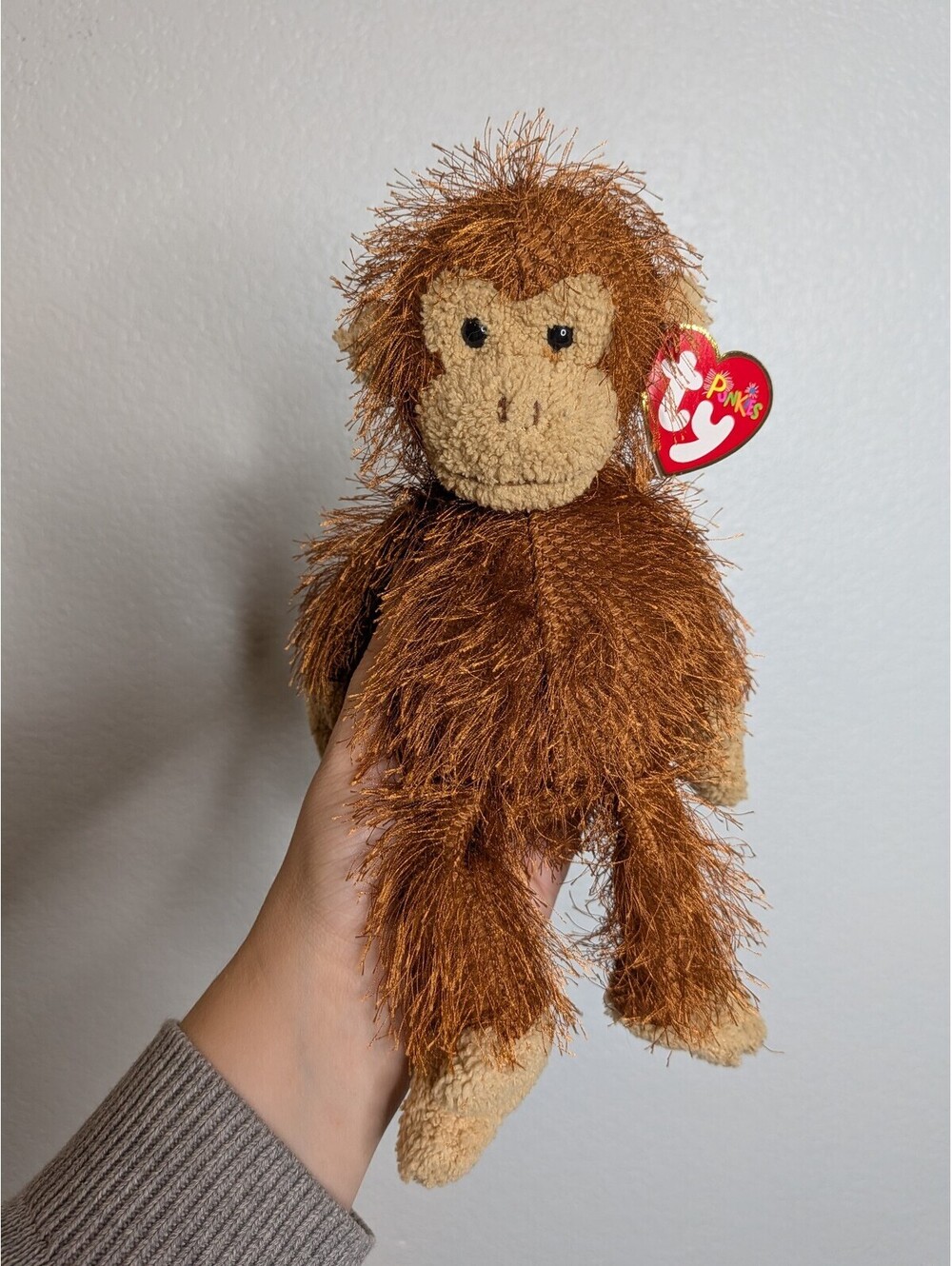 Ty Punkies Zig-Zag Monkey Orangutan Plush Brown Shaggy Original Tag